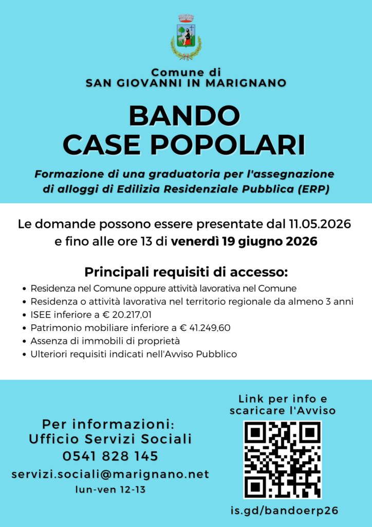 Locandina Bando ERP 2026 - Comune di San Giovanni in Marignano